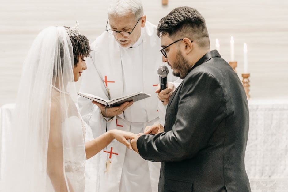 Wedding ceremony exchanging vows